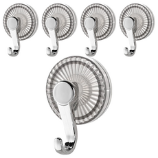 吸盤掛勾 浴室掛勾 免釘免打孔 大掛鉤, 冰川紋透灰, 5個