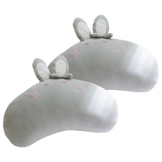 조우니 해피바니 모찌 반달 쿠션 베개, 파스텔그레이, 2개