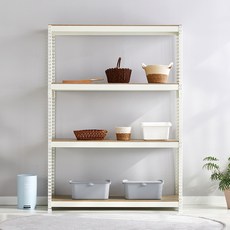 피피랙 국내생산 무볼트 무소음 조립식 앵글선반, 화이트, 4단