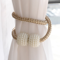 홈데코 펄 마그네틱 커튼타이 41cm, 베이지, 1개