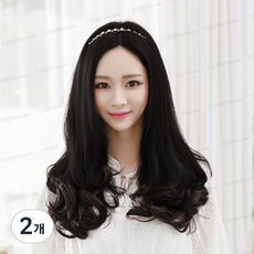 파티복닷컴 헤어피스 셋팅펌, 내츄럴 블랙, 2개