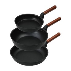 COOK & COOK 電磁爐適用 MIRACLE IH Pyramid 塗層平底鍋3件組, 平底鍋22cm + 平底鍋28cm + 深炒鍋28cm, 黑色, 1組