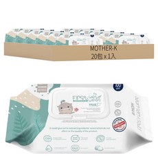 MOTHER-K 自然純淨嬰幼兒濕紙巾 掀蓋柔花款 加厚不連抽 鎖水保濕, 1入, 20包