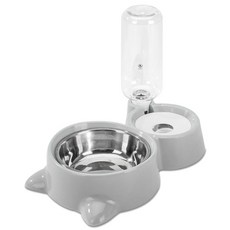 DING DONG PET 寵物2合1餐具, 灰色, 1個