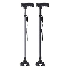 올비에스 카본 4발 클래식 노인 지팡이, 블랙, 2개