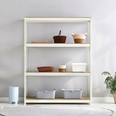 피피랙 국내생산 무볼트 무소음 조립식 앵글선반, 화이트, 4단