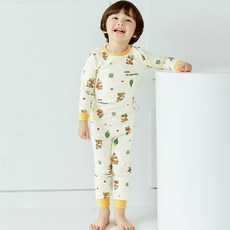 Maykids 幼童/青少年 閃亮熊 20支羅紋棉 上下衣套裝