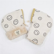 Geumkkaebi微笑滑板車騎行冬季手套 雙手一組, 象牙白, 1套