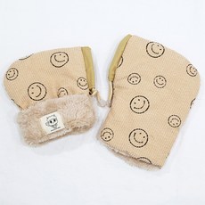 Geumkkaebi微笑滑板車騎行冬季手套 雙手一組, 米色, 1套