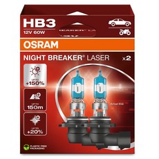 OSRAM 歐司朗 NIGHT BREAKER LASER 鹵素頭燈 HB3, 2個, 單一顏色, 9005