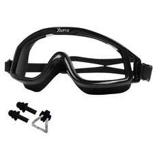 Elsso 耳塞可分離式 高級泳鏡 海邊 游泳池 泳鏡, 1套, 黑色 + 隨機出貨