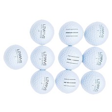 lenwave 遠距三線高爾夫球 球場用, 1入, 10個, 白色