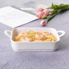 PRELUDE 素色花紋造型雙耳餐盤組 3件組, 單一顏色, 圓形 Gratingi S + 方形 2p