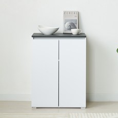 제우스가구 국내제작 심플 LPM 양문 800 수납장, 블랙화이트