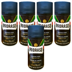 PRORASO 藍標 刮鬍泡 舒緩防護 含蘆薈維生素E 深層保濕滋潤, 300ml, 5罐