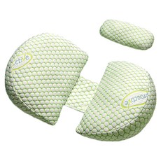 AHOYE 護腰孕婦枕 舒適透氣 多功能用途, 白色 + 綠色