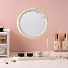 暖心粉彩貓咪桌鏡, 米色