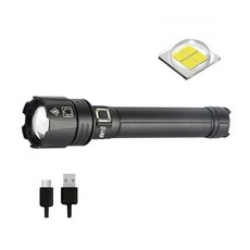 LEDLAB Type C充電式變焦探照燈 X92燈 XHP90.2, 黑色的, 1個