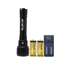 LEDLAB SUPREMO DIVE 방수 수중랜턴 XHP70.2 + 26650 충전지 2p + 5핀 2구 충전 거치대 세트, 블랙(랜턴), 1세트