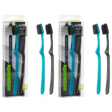 megasmile 柔軟 Black 亮白牙刷 1S02 藍色 + 黑色, 2套, 2入