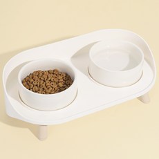 Tamsaa 狗狗雙碗餐桌組, 1套, 象牙白