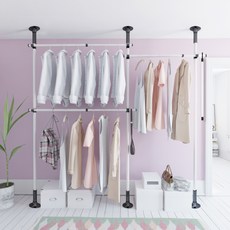 Liwoo 韓國製造 3層堅固衣架 + 夾子套組, 黑白色