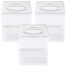 Pickyfix 方形透明壓克力捲筒衛生紙盒, 透明, 3個