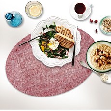 modern-twist 橢圓形亞麻桌墊, 蔓越莓, 49 x 35.5 厘米