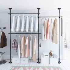 Liwoo 韓國製造 3層堅固掛衣架 + 夾子組, 黑色