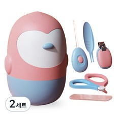 Beulrubokit 可愛企鵝角色幼兒用指甲剪, 2套, 粉藍色