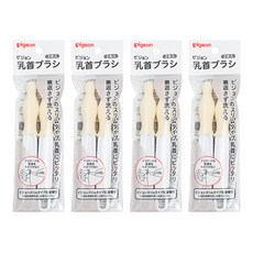 pigeon 貝親 奶嘴刷 2支, 白色+米色, 4包