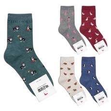 Park Goon 女款企鵝印花中筒襪 5雙