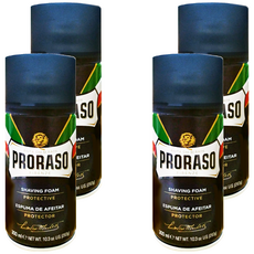 PRORASO 藍標 刮鬍泡 舒緩防護 含蘆薈維生素E 深層保濕滋潤, 300ml, 4罐