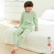 LollyTree 兒童30支羅紋條紋九分居家服上下套裝