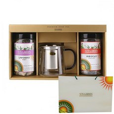 精選綜合草本茶 2入+玻璃茶壺禮盒組 C款, 茶壺+薰衣草茶+木槿花茶+購物袋, 1盒