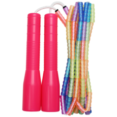제이에프로프 어린이용 무지개 연질구슬줄넘기 4~8세, 핑크색, 1개