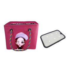 뷰레이터닷컴 스타일링 물빠지는 목욕가방 받침대 세트, 핫핑크