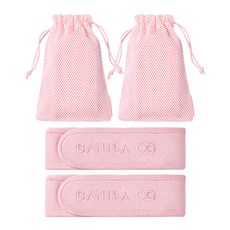 BANILA CO 芭妮蘭 洗臉帶+網袋組, 粉色, 2組