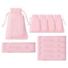 BANILA CO 芭妮蘭 洗臉帶+網袋組, 粉色, 5組