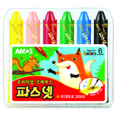 아모스 파스넷 프리미엄 크레파스, 6색, 1세트