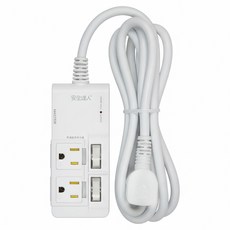 安全達人 3開4插3P+2P 延長線 1650W MAX 防雷擊, 1.8m, 白色, 1個