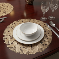 맘담은 나비 PVC 테이블매트 원형 식탁매트, 골드, 2개, 38.5 x 38.5cm