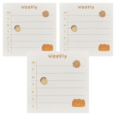 NOTE FOR 豆丁萌怪便籤紙 3本, 麵包週記, 100張, 1組