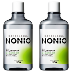 LION 獅王 NONIO 終結口氣漱口水，澄橘薄荷，去除99.9%口臭，全方位清潔, 600ml, 2瓶