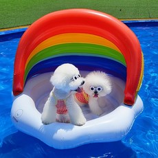 richdogs 狗狗遮陽帳篷彩虹泳圈, 1個, 混色