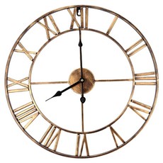 iINDOORS 英倫家居 工業風時鐘 仿鏽黑針 60 x 60cm 1.2kg, 黑 + 金色