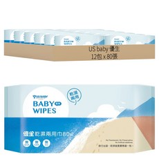 US baby 優生 乾濕兩用巾 清爽型, 80張, 12包