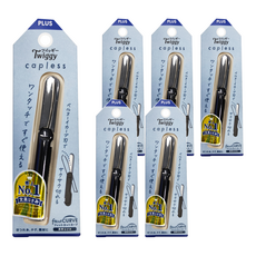 PLUS 普樂士 Twiggy 無蓋式筆型剪刀, 黑色, 6個