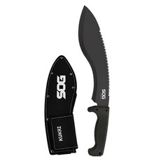 SOG 特偵組直刀/砍刀/廓爾克 KUKRI MACHETE 背面鋸齒 附尼龍收納袋, 黑色, 1支