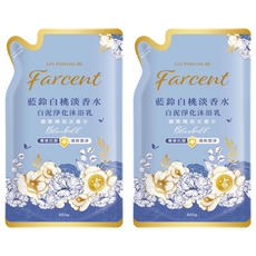 farcent 花仙子 香水白泥沐浴乳補充包 藍鈴白桃, 650g, 2包